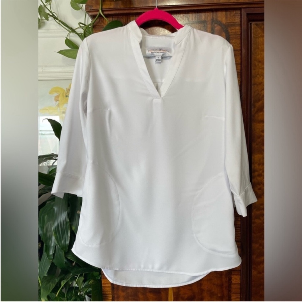 Elizabeth & Clarke White Pullover Shirt Blouse Sz 0 fits 0-4‎ travel office